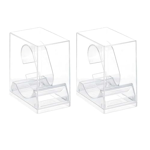 erioctry 2 Pack Watch Display stand Case Clear Plastic Single Watch Holder Box Storage Organizer for Jewelry Collection