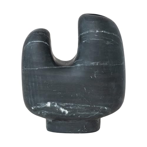 Bloomingville Marble Organic Shaped Footed Vase, Black - size: 7"L x 8"H