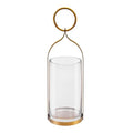 4" Wide Handmade Sturdy Glass Cylinder Jar with Metal Stand in Antique Brass, Display Glass Container for Candles and Plants, Hurricane Lantern, Candle Holder, Industrial, Farmhouse, Outdoor - size: 4"x11"