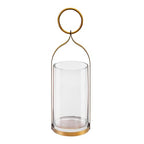 4" Wide Handmade Sturdy Glass Cylinder Jar with Metal Stand in Antique Brass, Display Glass Container for Candles and Plants, Hurricane Lantern, Candle Holder, Industrial, Farmhouse, Outdoor - size: 4"x11"