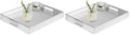 HofferRuffer Rectangle Serving Tray with Hole Handles for Coffee Table, Breakfast, Tea, Food, Butler - Countertop, Kitchen, Vanity Serve Tray, 16.2 x 12.2 x 2 inches, Faux Leather (Silver) (Pack of 2) - color: Silver, size: 16.2" x 12.2" x 2" (Pack of 2)