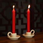 Cabilock Candle Holder Ceramic Candle Holder Ceramic Candlestick Holder Nordic Style Taper Candle Stand Candle Burning Display Holder Desktop Ornament for Home Wedding Party（2 pcs）