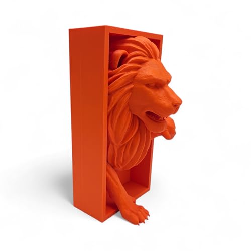 Dragons Awakening Book End – Fantasy Book Nook Insert for Dragon Readers – Unique Home Decor for Bookshelves & Libraries (Orange - Lion) - color: Orange - Lion