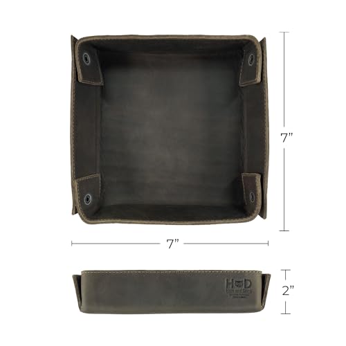 Hide & Drink, Leather Catchall Change Keys Coins Jewels Box Tray Big Storage, Handmade Includes 101 Year Warranty :: Dark Jade - color: Dark Jade