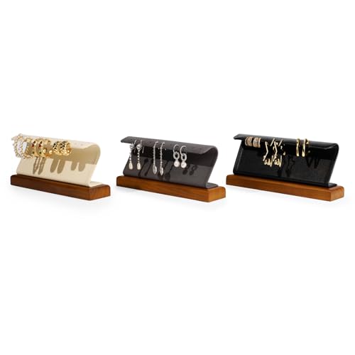 Solid Wood Jewelry Earrings Display Stand Small Jewelry Display for Long Earrings(Grey) - color: Grey