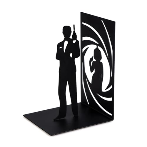 Balvi Secret Agent Bookend – Decorative Metal Bookend in Black – Original Design – Ideal for Home and Office – Keeps Books Organized and Upright for Book Lovers – Sujetalibros