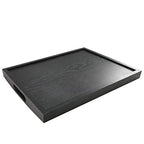 DILLMAN Serving Tray Large Black Wood Rectangle Food Tray Butler Tray Breakfast Tray with Handles (Medium) - size: 16.5" x 12.6" x 1.6"
