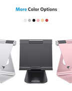 OMOTON Tablet Stand Holder Adjustable, T1 Desktop Aluminum Tablet Dock Cradle Compatible with iPad Air/Mini/Pro 11/12.9, iPad 10.2/9.7, Samsung Tab and More, Black - color: Black
