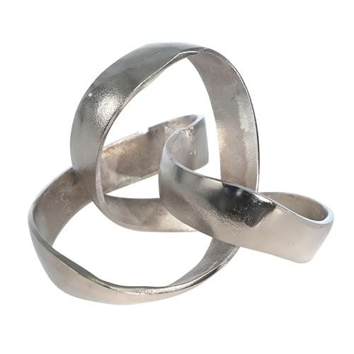 Metal Decorative Object – Minimalist Shelves & Coffee Table Decor – Aluminum Knot Sculpture Modern Home Decor for Office, Bedroom & Living Room – 8" x 7", Silver - color: Silver