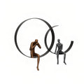 ZSKXJBPF 2 Piece Modern Metal Wall Art - Abstract Thinker Sculpture with Resin Figures, Minimalist Iron Ring 3D Wall Decor for Living Room, Bedroom, Office, Housewarming Gift (B) - style: B