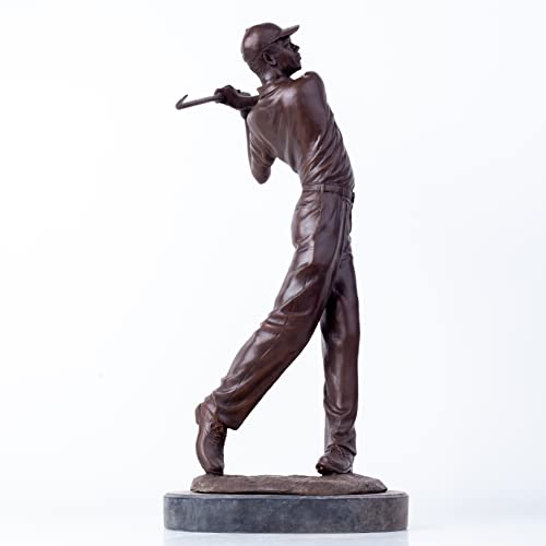 Realong Classical Golf Man Bronze Statue, 22.8'' Bronze Golfer Figurine Sculpture Modern Art Home Office Decor Crafts Ornament Gift - size: 22.8" Black Man