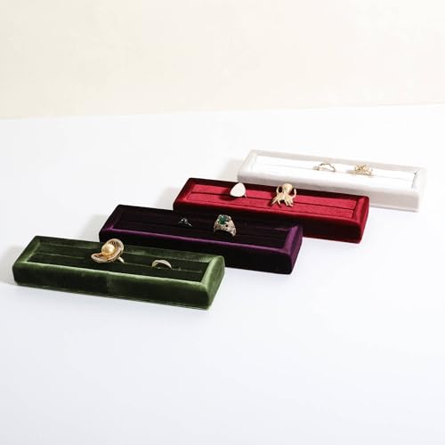 Velvet Ring Storage Organizer, Jewelry Display Holder with Slots for Show, Velvet Jewelry Ring Stand for Selling【Red】 - color: Red
