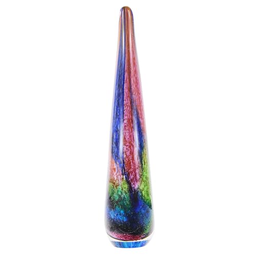 Luxury Lane Hand Blown Abstract Hollow Tear Drop Sommerso Art Glass Sculpture for Home Decor 11.5 inch Tall Centerpiece Table Decoration - size: 11.5" tall