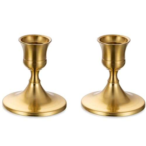 Sziqiqi Gold Candlestick Candle Holders - Decorative Candle Holders for Candlesticks Taper Candles Set of 2 for Dinning Table Fireplace Mantel Home Coffee Decorations - color: Gold-style 2, size: 2 Pcs