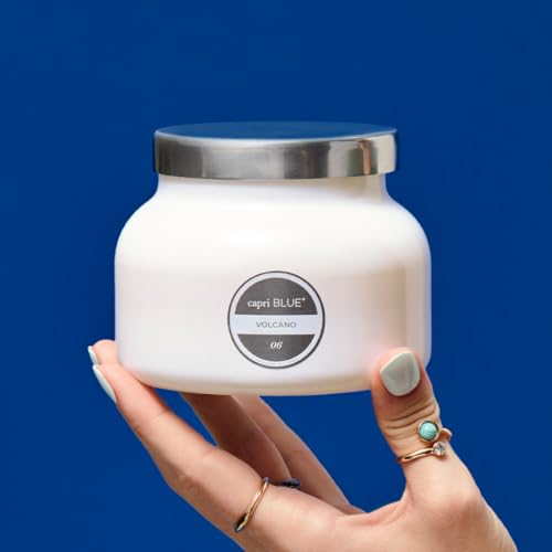 Capri Blue Volcano Scented Candles - Luxury Glass Jar Candles for Home Scented with Tropical Fruit & Sugared Citrus - Soy Wax Blend - Capri Blue Volcano - White Color (19 oz) - color: White, size: 19 oz