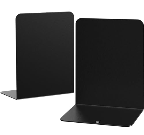 Book Ends, 2 Pieces Metal Bookend for Shelves, Bookends for Heavy Books, Book Holders for Shelves, Desk Organizers, Book Dividers for Office, School, Bookstore, Home - color: A-black-frosted Surface, size: 2 Pieces