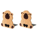 1 Pair Capybara Wood Bookends,Simple Cartoon Animal Capybara Design Non-Skid Beech Wood Bookends Desk Organizer Book Stand Book Holder Shelf Shelves Holder for Home School Office Library Decorative