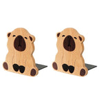 1 Pair Capybara Wood Bookends,Simple Cartoon Animal Capybara Design Non-Skid Beech Wood Bookends Desk Organizer Book Stand Book Holder Shelf Shelves Holder for Home School Office Library Decorative