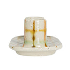 Creative Co-Op Checkered Charm Stoneware Taper Holders, Multicolor - style: Taper Holder