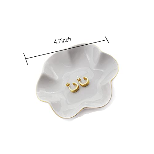 HANKOR 4.7 inch Small Ring Dish, Ceramic Jewelry Holder Tray, Gray Catch All Trinket Bowl for Keys Rings Earrings - color: Gray
