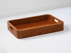 Vesta Homes Acacia Wood Serving Tray for Home/Kitchen/Restaurant/Office Organizer/Dining Table | Premium Serving Trays | 38 x 25 x 5 cm | Handcrafted in India - size: 15" x 9.8" x 2" (Single Tray)