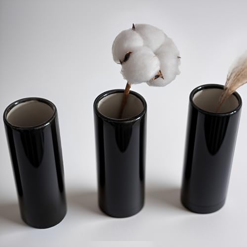 Modern Black Ceramic Vase Set of 20 for Living Room Bedroom 5.51'' Minimalist Fresh Small Flower Vases for Bouquet Fake Plant Home Decor Office Fireplace Centerpieces Nordic Style 10 Pack - color: 20 Pack Black - Style 3