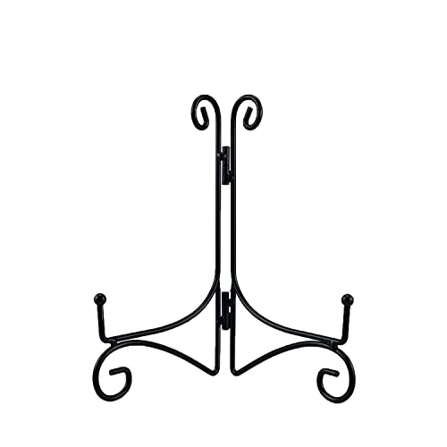 SVENJBB Black Iron Plate Stand, 10 Inch Plate Holder for Display, Small Metal Plate Display Stands for Cookbook, Picture Frame, Photo, Decorative Plates (10 Inch, 1 Pack)