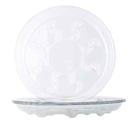 6 Pack Heavy Duty Clear Plastic Plant Saucer Sturdy Pot Tray Plant Trays Drip Trays for pots,Plate Water Catcher,Flower Pot Saucer Water Drainage Tray Floor Protector (16 inch) - size: 16 inch