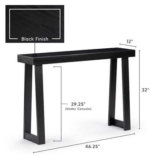 Plank+Beam Solid Wood Console Table, 46 Inch, Sofa Table, Narrow Entryway Table for Hallway, Behind The Couch, Living Room, Foyer, Easy Assembly, Black - color: Black, size: 46" Console Table