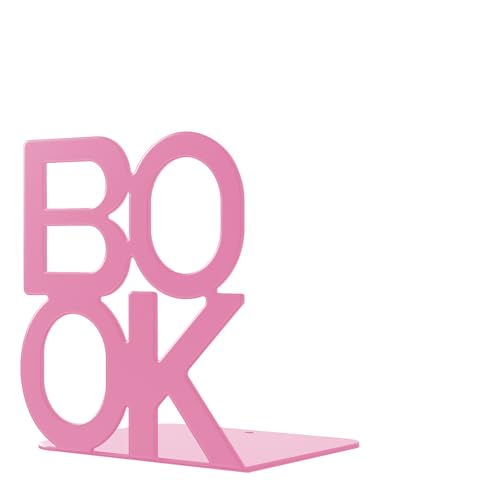 Book Ends - Decorative Metal Book Ends Supports for Bookrack Desk,Books, Unique Appearance Design,Heavy Duty (Pink, 8 Pair) - color: Pink, size: 8 pair