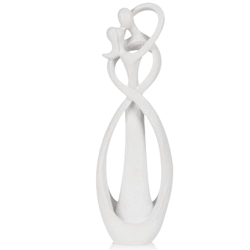 Trycooling Kissing Lovers Statue Abstract Sculpture Resin Statues for Home Decor Modern Home Office Desktop Shelf Bookshelf Decor (White, Large) - color: White, size: Large