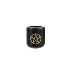 Mega Candles 5 pcs Ceramic Gold Pentacle Chime Ritual Spell Candle Holder - Black - color: Gold