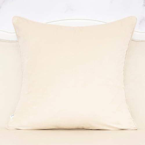 Alerfa Beige Floral Throw Pillow Cover 18 x 18 Inch Cut Velvet Sqaure Luxury Decorative Pillow Cover for Couch Living Room Bedroom - color: Beige, size: 18" x 18" (Pack of 1)
