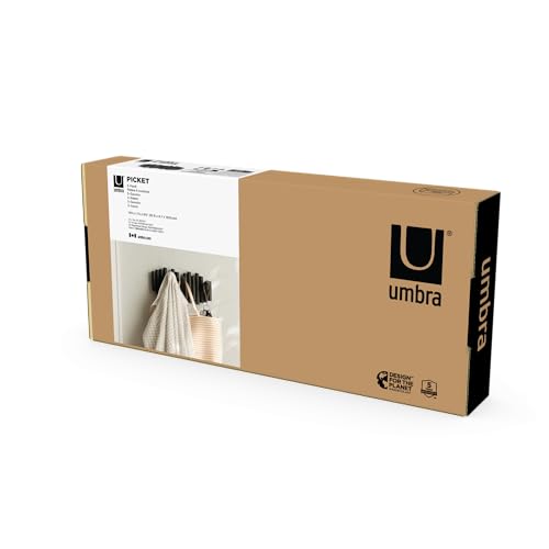 Umbra Picket Rail Hook for Entryways, Black (Pack of 3) - color: Black, size: 5-Hook (Pack of 3)