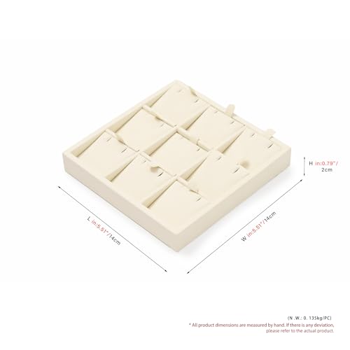 Oirlv Microfiber 9 Slots Jewelry Pendant Display Tray Jewelry Necklace Organizer Display Tray(Beige) - color: 9 Necklaces P13412