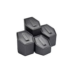 MOOCA 4 Pcs Set Faux Leather Ring Stand Holder Jewelry Display Set, Ring Holders for Jewelry Storage Organizer Stand Pedestals Display, Steel Gray, 1 3/4W x 1 5/8D and ½” H,¼” H,2 ½” H - color: Steel Gray Faux Leather