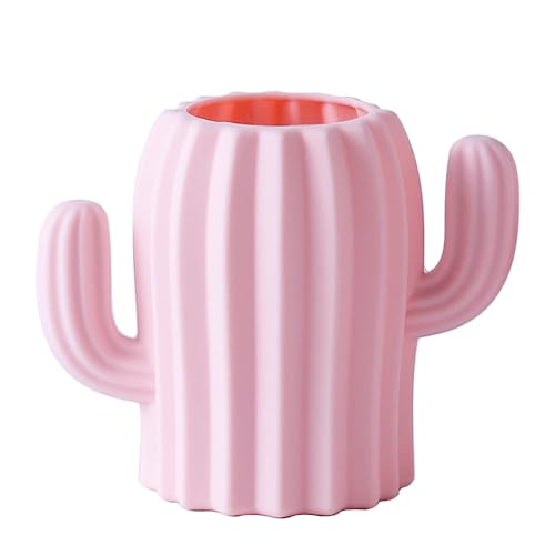 Silicone Pen Holder Cactus Pencil Holder Cute Pens Cup for Desk for Kids Office Decor Desk Accessories Makeup Brush Holder(Pink) - color: Pink