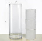CYS EXCEL Cylinder Clear Glass Vase (H-16" D-6") | Multiple Size Choices Glass Flower Vase Centerpieces | Hurricane Floating Candle Holder Vase - size: H-16" D-6"