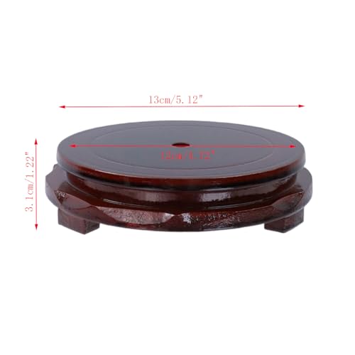 Wooden Display Stand Base 4.72" x 4.72" Wood Carved Craft Pedestal Traditional Wooden Base Oriental Antique Display Riser Round Pedestal Stands for Vase Crystal Ball Teapot Stone Flower Pot - size: Round, 4.72" x 4.72"