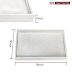 18x12 inches Leather Ottoman Serving Tray with Hole Handles, Rectangle Modern Service Tray for Living Room, Coffee Table, Bed, Tea, Food, Butler Countertop, Kitchen, Dinner, Picnic (White) - color: White, size: 18" x 12" x 2"