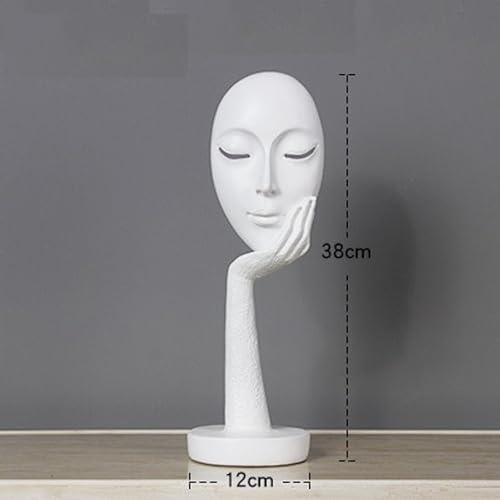 Elegant Abstract Thinking Woman Resin Sculpture - Modern Minimalist Geometric Decor, 7 Colors, 2 Sizes (12" and 15") - Contemporary Art for Living Room and Study (White 15 inch) - color: White 15 Inch