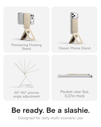 MOFT Phone Tripod Stand Selfie Stick for iPhone, Multi-Angles iPhone Stand, Lightweight & Portable Phone Holder, Strong Magnets, MOVAS Vegan Leather, Earthen Beige (Without Card Slot) - color: Earthen Beige x Without Card Slot, size: Wthout Card Slot - Fo