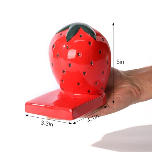 Novelty Strawberry Cute Bokends for Shelves Decorative. Book Ends for Heavy Books.Ceramic Book Holder Stopper for Home Office Desk Bookshelf Decoration.