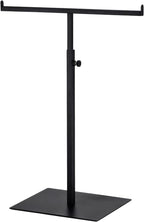 Purse Display Stand T Shaped, Countertop Jewelry/Scarf/Handbag T-Bar Display Stand, Tabletop Double Hook Hanging Stands for Long Necklaces, Metal with Adjustable Height - Black - color: Black