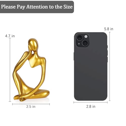 Sandstone Resin Thinker Style Abstract Sculpture Statue Collectible Figurines Home Office Bookshelf Desktop Decor (Small Gold, Left) - color: Small Gold, size: Left 1pc