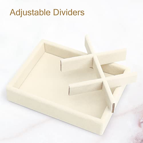 DesignSter Small Jewelry Tray-Ring Organizer 2PCS Premium Velvet Rings Earrings Display Tray Storage Insert Holder for Jewelry Box, Drawer, Dresser (6 Grids, Beige) - color: Beige, size: 6 Grids