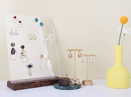 GemeShou Gold Metal 2pcs T Bar Earring Retail Display Stand for show, Tabletop Jewelry Tower Holder for Girl Women【Gold-Hexagon Base 2pcs Height 4.5" and 5.3"】 - color: A3/Gold Hexagon Base 2pcs Height 4.5" and 5.3"