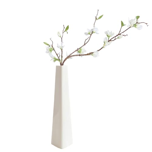 7 Inch Frosted White Ceramic Tapered Tabletop Vase Modern Minimalist Vase for Home Office Decor