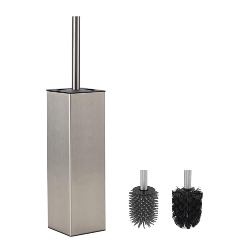 BVL Toilet Brush and Holder Set Brushed Nickel Toilet Bowl Cleaner Brush Freestanding for Bathroom - color: Brushed Nickel