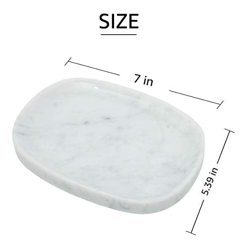 JIMEI Marble Vanity Tray 7‘’ Decorative Tray Oval Storage Organizer Mini Bathroom Kitchen Dresser Jewelry Dish Ring Holder for Counter, Vanity, Dresser, nightstand or Desk